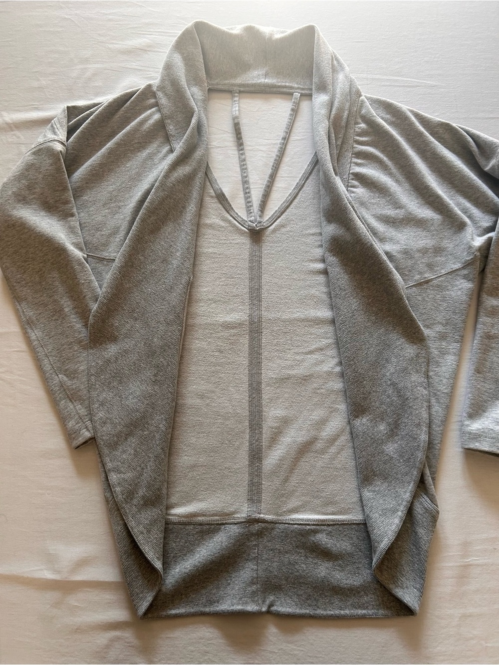 Zella Gray Open Back Dolman Sleeve Yoga Wrap Cardigan Medium - Picture 4 of 8